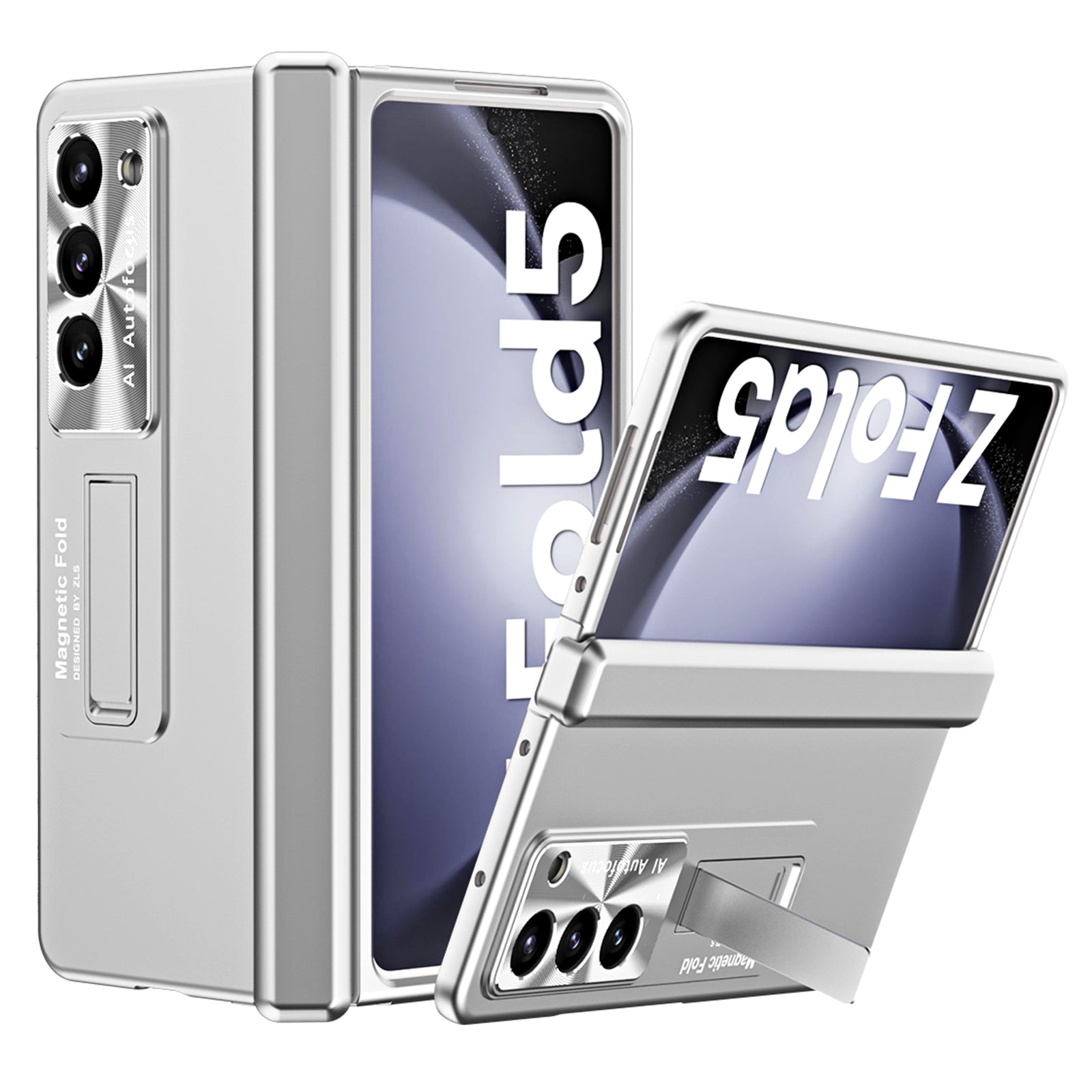 For Samsung Galaxy Z Fold5 5G Hinge Protection Phone Case Electroplating PC Phone Cover with Kickstand For Samsung Galaxy Z Fold5 5G Hinge Protection Phone Case Electroplating PC Phone Cover with Kickstand